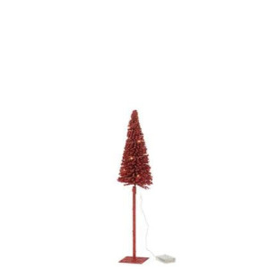 J-Line Kerstboom - kunststof - rood - S - 58 cm - LED lichtjes