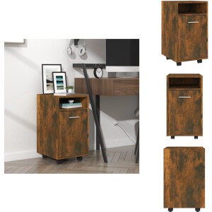 vidaXL Bijzetkast - Bijzetkasten - Kast - Kast Met Wielen - Bijzetkast met wielen 33x38x60 cm bewerkt hout gerookt eiken