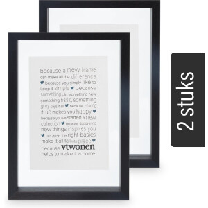 vtwonen Fotolijsten - 2 Stuks - Hout - Zwart - 22x31cm