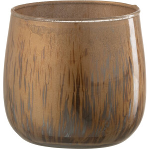 J-Line windlicht Antiek - glas - bruin - small - 6 stuks