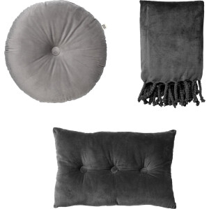 Dutch Decor - VOORDEELSET - 3-delig - set van 2 <a title="kussens vergelijken" href="https://furn.nl/kussens">kussens</a> en 1 plaid - grijs, antraciet