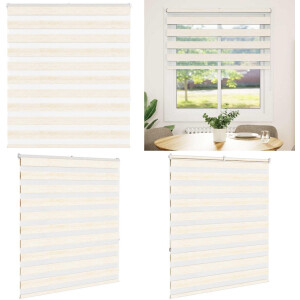 vidaXL Zebra rolgordijn 130x150 cm stofbreedte 125,9 cm marmerbeige - Zebra Jaloezie - Zebra Jaloezieën - Zebra Rolgordijn - Dubbel Rolgordijn