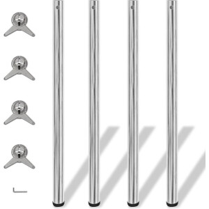 vidaXL - Tafelpoten - in - hoogte - verstelbaar - chroom - 1100 - mm - 4 - st