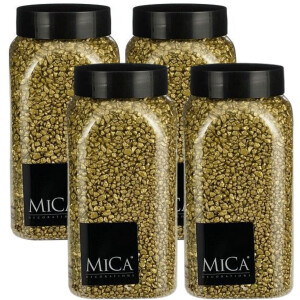 Mica Decorations decoratie stenen/granulaat - 4x - 650ml - goud - hobby steentjes