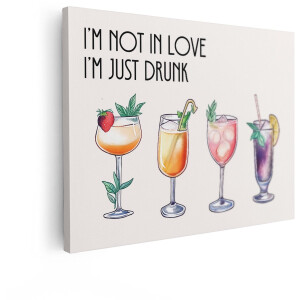 Artaza Canvas Schilderij Grappige Tekst - 40x30 cm - Wanddecoratie Cocktails - Muurdecoratie Bar Quote - Decoratie Woonkamer - Kamer Accessoires