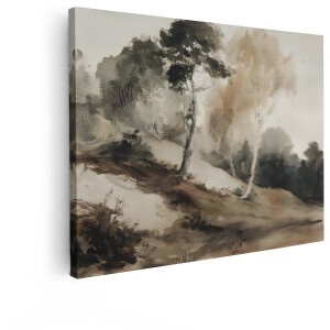 Artaza Canvas Schilderij Bos - 40x30 cm - Wanddecoratie Landelijk - Muurdecoratie Bomen - Decoratie Natuur Vintage