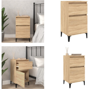 vidaXL Nachtkastje 40x35x70 cm sonoma eikenkleurig - Nachtkastje - Nachtkastjes - Kastje - Nachttafel