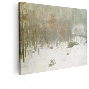 Artaza Canvas Schilderij Winter Landschap - 80x60 cm - Wanddecoratie Besneeuwd Bos - Muurdecoratie Natuur - Decoratie Bomen - Schilderijen Op Canvas