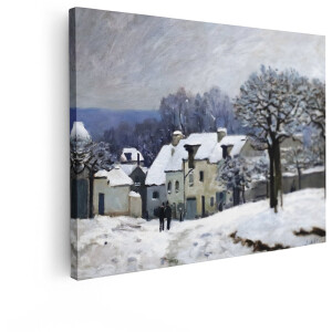 Artaza Canvas Schilderij Winterlandschap - 80x60 cm - Wanddecoratie Alfred Sisley - Muurdecoratie Besneeuwd Dorp - Schilderijen Op Canvas Klassiek