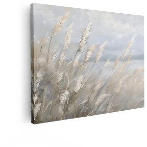 Artaza Canvas Schilderij Zachte Wuivende Pampagras Pluimen in het Zachte Ochtendlicht - 40x30 cm - Klein - Wanddecoratie Woonkamer - Schilderijen - Muurdecoratie