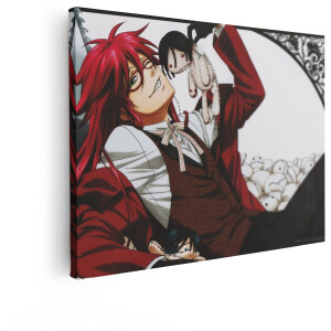 Artaza Canvas Schilderij Black Butler - 40x30 cm - Anime Wanddecoratie Grell - Muurdecoratie Gothic Poppen - Kamer Accessoires