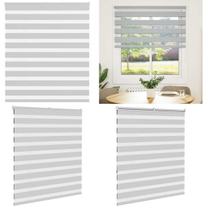 vidaXL Zebra rolgordijn 105x150 cm stofbreedte 100,9 cm lichtgrijs - Zebra Jaloezie - Zebra Jaloezieën - Zebra Rolgordijn - Dubbel Rolgordijn