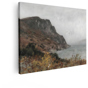 Artaza Canvas Schilderij Rotsachtige Kust - 40x30 cm - Wanddecoratie Natuur - Muurdecoratie Olieverf Landschap - Decoratie Zee - Kamer Accessoires