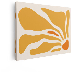 Artaza Canvas Schilderij Abstract - 80x60 cm - Wanddecoratie Boho - Muurdecoratie Modern - Decoratie Organische Vormen - Oker
