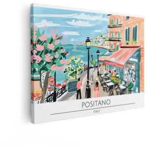 Artaza Canvas Schilderij Positano - 120x90 cm - Wanddecoratie Italië - Muurdecoratie Kustdorp - Schilderijen Op Canvas Landschap