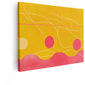 Artaza Canvas Schilderij Abstracte Vormen - 40x30 cm - Wanddecoratie Geometrisch - Muurdecoratie Modern - Schilderijen Op Canvas - Roze