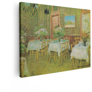 Artaza Canvas Schilderij Vincent van Goghs Schilderij "Interieur van een Restaurant" - een Levendige Weergave van een Café - 80x60 cm - Wanddecoratie Woonkamer - Schilderijen - Muurdecoratie