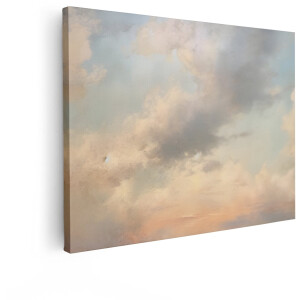 Artaza Canvas Schilderij Zonsondergang - 80x60 cm - Wanddecoratie Wolkenlucht - Muurdecoratie Natuur - Schilderijen Landschap - Pastel