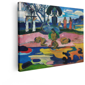 Artaza Canvas Schilderij Mahana No Atua - 80x60 cm - Wanddecoratie Paul Gauguin - Muurdecoratie Polynesische Vrouwen - Klassieke Schilderijen
