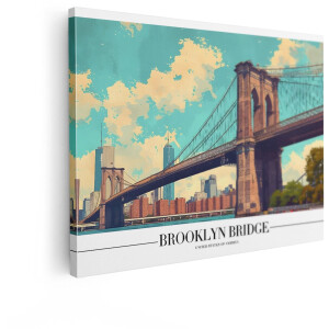 Artaza Canvas Schilderij Brooklyn Bridge New York - 120x90 cm - Wanddecoratie Skyline - Muurdecoratie Amerika - Schilderijen Op Canvas