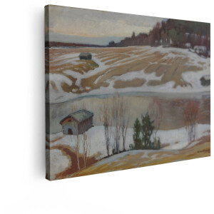 Artaza Canvas Schilderij Besneeuwd Landschap - 40x30 cm - Muurdecoratie Bomen - Wanddecoratie Winter Natuur - Kamer Accessoires Woonkamer