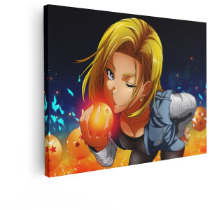 Artaza Canvas Schilderij Anime Vrouw met Dragon Balls - Knipoog en Kus - Anime Kunst - 80x60 cm - Wanddecoratie Woonkamer - Schilderijen - Muurdecoratie