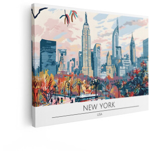 Artaza Canvas Schilderij New York - 120x90 cm - Wanddecoratie Skyline - Muurdecoratie Empire State Building - Decoratie Amerika