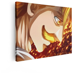 Artaza Canvas Schilderij Escanor - 120x90 cm - Wanddecoratie Anime - Muurdecoratie Seven Deadly Sins - Decoratie Leeuwenzonde Vlammen