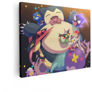 Artaza Canvas Schilderij Snorlax - 40x30 cm - Wanddecoratie Pokemon Kinderkamer - Muurdecoratie Jongenskamer - Schilderijen Op Canvas