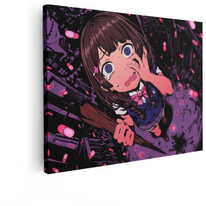 Artaza Canvas Schilderij Anime Meisje - 80x60 cm - Wanddecoratie Horror - Muurdecoratie Donker - Decoratie Slaapkamer - Roze