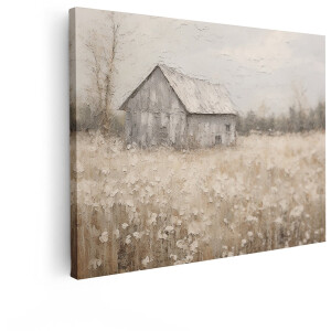 Artaza Canvas Schilderij Landschap Boerderij - 40x30 cm - Wanddecoratie Natuur - Muurdecoratie Bloemen - Schilderijen Op Canvas Landelijk