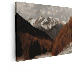 Artaza Canvas Schilderij Berglandschap - 120x90 cm - Wanddecoratie Natuur - Muurdecoratie Bergen - Decoratie Herfst Bos