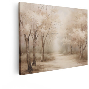 Artaza Canvas Schilderij Bosweg - 120x90 cm - Wanddecoratie Landschap - Muurdecoratie Bomen - Decoratie Landelijk - Pastel