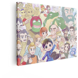 Artaza Canvas Schilderij Anime Collage - 80x60 cm - Wanddecoratie Kinderkamer - Muurdecoratie Jongenskamer - Decoratie Personages