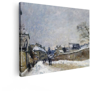 Artaza Canvas Schilderij Winterlandschap - 120x90 cm - Wanddecoratie Klassiek Schilderij - Muurdecoratie Besneeuwd Dorp - Schilderijen Op Canvas