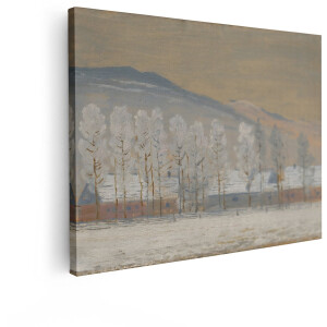 Artaza Canvas Schilderij Winterlandschap - 80x60 cm - Wanddecoratie Natuur - Muurdecoratie Bomen - Decoratie Bergen - Schilderijen Op Canvas
