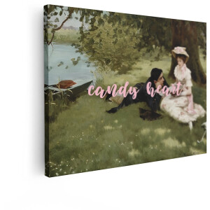 Artaza Canvas Schilderij Romantisch Stel - 80x60 cm - Wanddecoratie Vintage Picknick - Muurdecoratie Klassiek Schilderij - Decoratie Woonkamer
