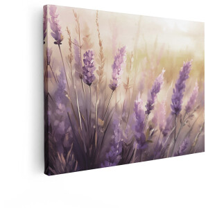 Artaza Canvas Schilderij Lavendel - 80x60 cm - Wanddecoratie Bloemen - Muurdecoratie Natuur - Decoratie Landschap - Paars