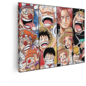 Artaza Canvas Schilderij One Piece - 80x60 cm - Wanddecoratie Anime Collage - Muurdecoratie Luffy Shanks - Schilderijen Jongenskamer