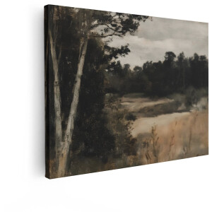 Artaza Canvas Schilderij Natuur - 40x30 cm - Wanddecoratie Bos - Muurdecoratie Boom - Vintage Landschap Woonkamer - Kamer Accessoires