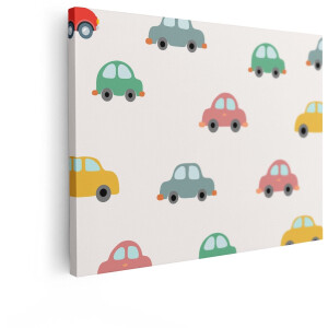 Artaza Canvas Schilderij Auto - 120x90 cm - Wanddecoratie Kinderkamer - Muurdecoratie Jongenskamer - Decoratie Babykamer Pastel
