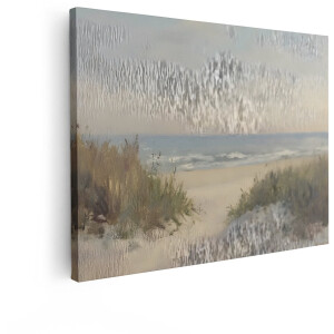 Artaza Canvas Schilderij Strand - 80x60 cm - Wanddecoratie Zee - Muurdecoratie Duinen - Decoratie Landschap - Schilderijen Op Canvas