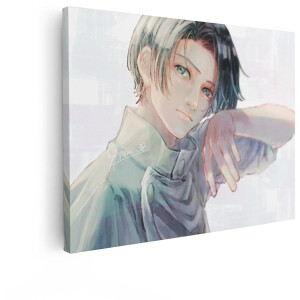 Artaza Canvas Schilderij Anime Jongen - 120x90 cm - Wanddecoratie Portret - Muurdecoratie Slaapkamer - Schilderijen Op Canvas Blauwe Ogen