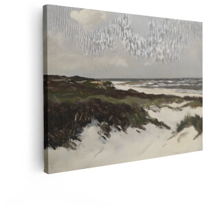 Artaza Canvas Schilderij Kustlandschap - 120x90 cm - Wanddecoratie Zee En Duinen - Muurdecoratie Strand - Decoratie Natuur Woonkamer