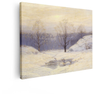 Artaza Canvas Schilderij Winterlandschap - 120x90 cm - Wanddecoratie Besneeuwde Bomen - Muurdecoratie Natuur - Decoratie Bos - Schilderijen Op Canvas