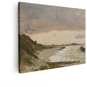 Artaza Canvas Schilderij Zeezicht Monet - 40x30 cm - Wanddecoratie Kust - Muurdecoratie Natuur Landschap - Schilderijen Op Canvas Strand