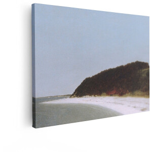 Artaza Canvas Schilderij Strand - 80x60 cm - Wanddecoratie Zee - Muurdecoratie Kustlijn - Vintage Landschap - Schilderijen Op Canvas