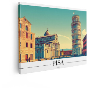 Artaza Canvas Schilderij Pisa Italië - 40x30 cm - Wanddecoratie Duomo - Muurdecoratie Vintage Toscane - Schilderijen Op Canvas Skyline