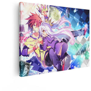 Artaza Canvas Schilderij No Game No Life - 40x30 cm - Wanddecoratie Anime Game - Muurdecoratie Slaapkamer Jongen - Kamer Accessoires