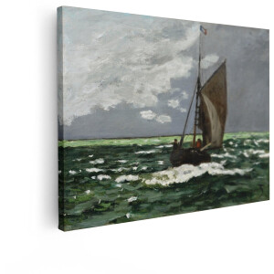 Artaza Canvas Schilderij Monet - 40x30 cm - Wanddecoratie Zeilboot Op Zee - Muurdecoratie Klassiek - Kamer Accessoires
